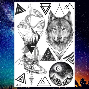 COKTAK HOT Customized Wolf Temporary Tattoos Stickers For Women Kids Men Body Art Waterproof Tattoo Paper Planet Face Jewels