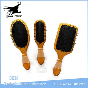 Eco-friendy Wooden paddle brush hairbrushes with nylon pins