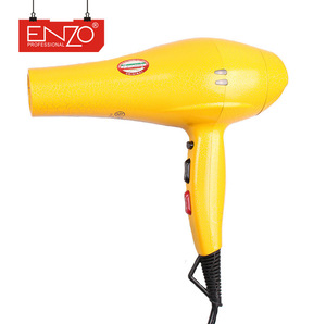 ENZO Middle East market professional 7500 W color box packing electric DC motor hotel salon yellow mini hair dryer with diffuser