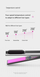 Hair salon flat iron 2 in 1 hair straightener comb fast heating titanium curling iron