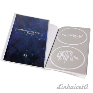 LinhaivetA Book 13 letter air brush adhesive stencils temporary airbrush tattoo