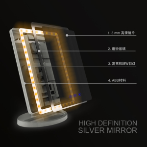 Luxury colorful led lighted makeup mirror with flash light & bluetooth led mirror
