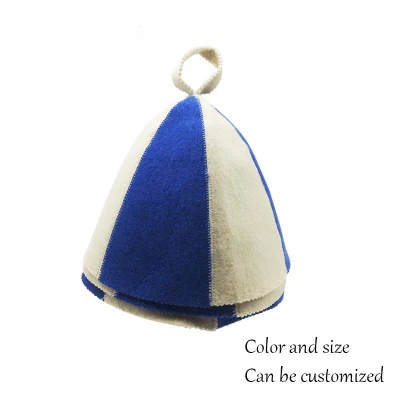 OEM White Blue Polyester Felt Sauna Hat Japanese German Sauna Hat for Sauna Room