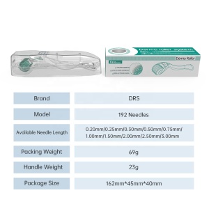 Private label DRS192 full clear medical microneedling mesotherapy 192 stainless steel microneedles derma roller