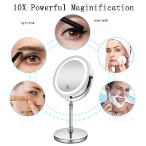 Rechargeable Stainless Steel LED Makeup Mirror With Dimmable Lights