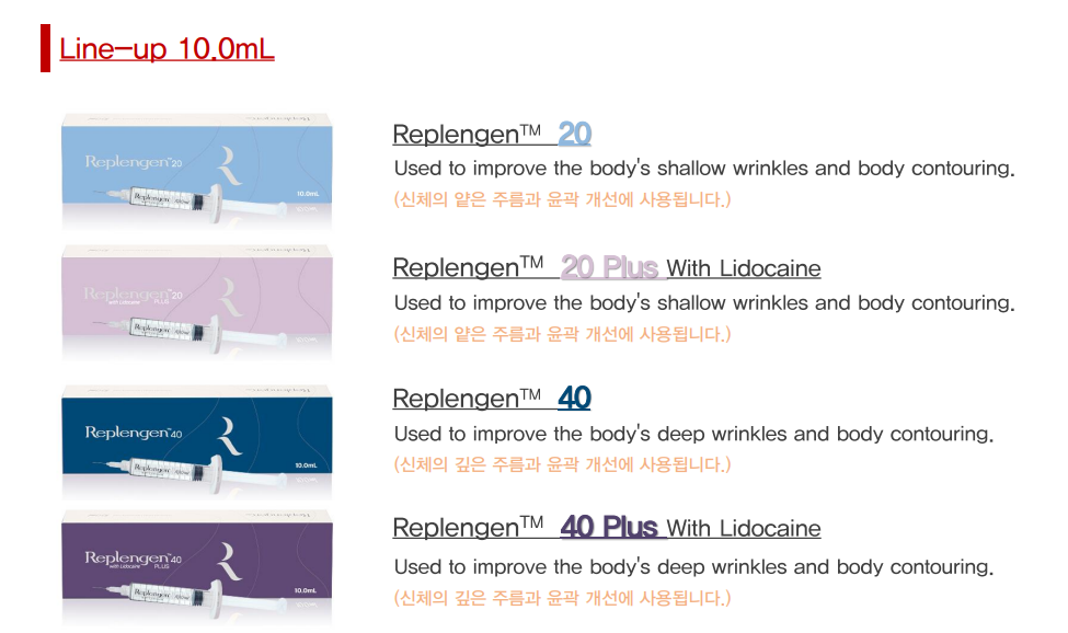 Replengen Filler Hyaluronic Acid Filler HA Filler Dermal Filler made in Korea 