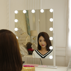 Retro Glam Makeup Mirror 15 LED Bulbs Double-Sided  Hollywood Decor Adjustable Light Color Dim
