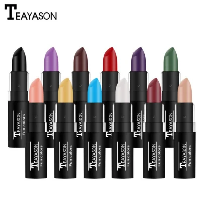 Red Matte Lipstick Nude Velvet Lip White Black Green Waterproof Long-Lasting Lip Stick Makeup Creative Makeup for Halloween