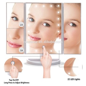 Trifold LED Lighted Makeup Mirror Compact Vanity Makeup Mirror