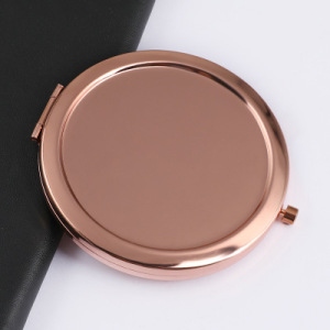 Wholesale round metal rose gold silver makeup double-sided mini pocket mirror customized logo