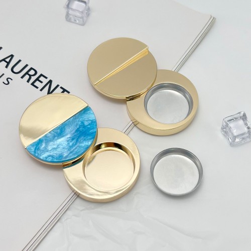 50MM Diameter Electroplated Gold Color Metal Zinc Alloy Rotating Slide Cover Round Perfume Box Scented Balm Jar