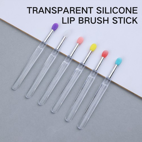 Transparent Silicone Lip Brush Applicator Disposable Cosmetic Lip Gloss Wand for OEM Private Label