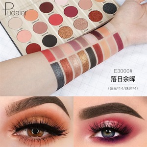 2019 pudaier 18 color waterproof not blooming matte natural glitter bright colorful eyeshadow palette