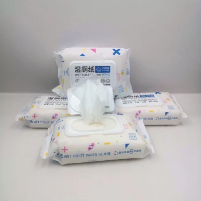 2023 Hot Sell 100% Biodegradable Flushable Material Wet Tissue Toilet Flushable Wipes with Private Label