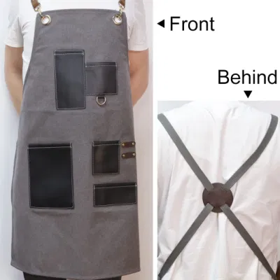 Barber Apron Canvas Cross Back Multifunction Kitchen Cooking Baking Bib