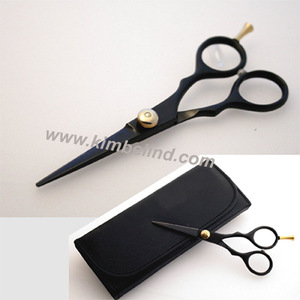 Barber hair Black Coated scissors with leather traveling case made from Japanese stainless steel