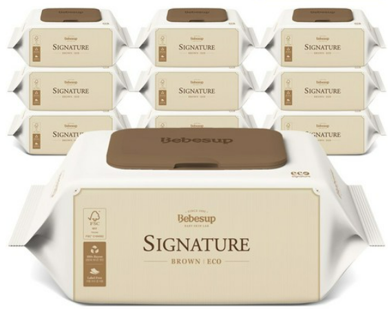 Bebesup Signature Brown Eco Wet Wipes, Embossed 70 Sheets With Cap (65GSM)