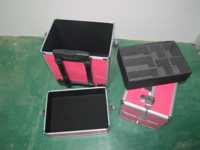 Big Colorful Aluminium Cosmetic Case for Makeup with Trays
