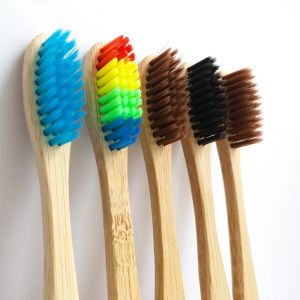 Biodegradable toothbrush with soft, reactive carbon bristles made of natural bamboo toothbrush