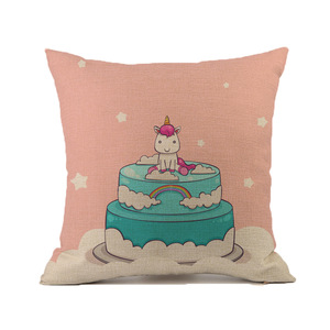 Cotton Linen Cushion Cover Unicorn Birthday Party Supplies Hold Hug Pillow