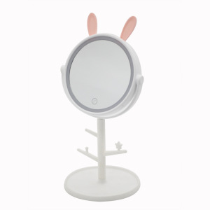 Creative Cute Modern Mirror Makeup, USB Touch White LED Vanity Makeup Mirror, Portable Smart LED Round Makeup Mirror With Light