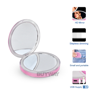 Custom Decorative Pocket Mirror LED Personalized Mini Round Craft USB Mirror