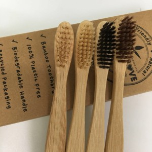 eco friend bamboo charcoal toothbrush using  bamboo holder