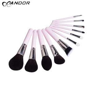 Hot sale soft goat hair  makeup brush set 11pcs makeup  tools  kit of pink