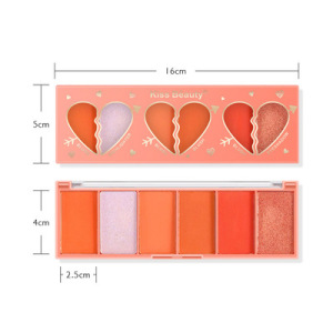 Kiss Beauty 6 Colors  Blush Eyeshadow Palette Matte Glitter Highlight Face Makeup Waterproof Long Lasting Blush