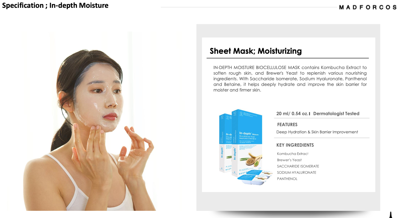 [Madforcos]In-depth Moisture TM Biocellulose Mask, skin care 