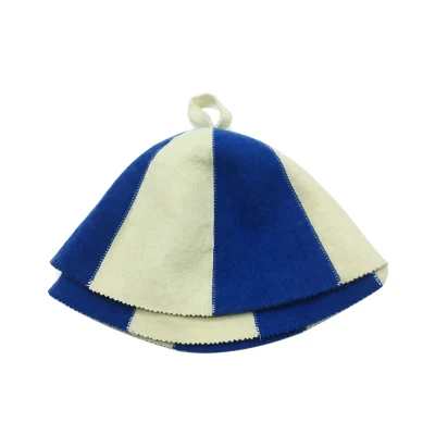 OEM White Blue Polyester Felt Sauna Hat Japanese German Sauna Hat for Sauna Room
