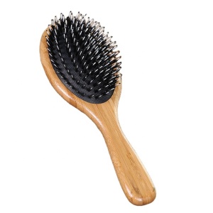 Oval Wood Brush Wooden Hairbrush Hair Boar Bristle Nylon Bristles