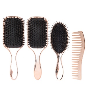 plastic vent hair brush and hair comb Gold Plating Wide Tooth Comb