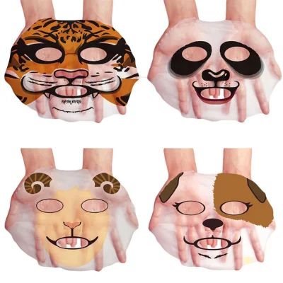 Private Label Custom Cute Animals Cartoon Print Pattern Tiger Face Beauty Hydrating Facial Sheet Masks