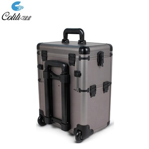 Professional Design Portable Wheeled Beauty Case Aluminum Makeup Tools Kit With Trolley