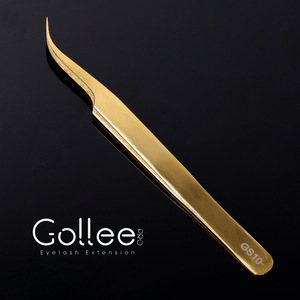 Professional Stainless Eyebrow Custom Tweezers Gold Eyelash Applicator