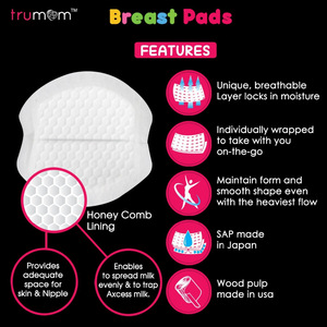 Trumom USA Super Absorbent Anti-Bacterial Honeycomb Disposable Nursing Breast Pads With Patented 