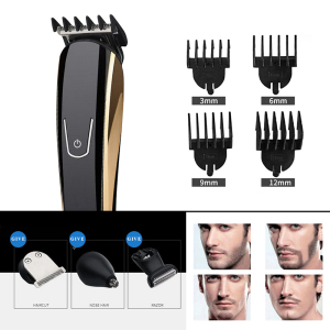 Waterproof and Rechargeable Cordless 5 in 1 Multi-functional Body Groomer Kit of Mustache Beard Nose Trimmer Kit