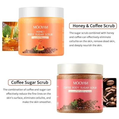 Wholesale Body Care Fruit Sugar Body Scrub Honey Coconut Shea Butter Coffee Peach Avocado Smoothing Whitening Body Scrub