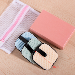 Wholesale Custom Fleece Facial Cleansing Reusable Makeup Remover Pads with Laundry Bag