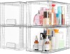 Large Stackable Storage Drawers,Easily Assemble Acrylic Bathroom Closet Undersink Organizers and Storage,Plastic Bins for Kitchen Cabinets,Pantry,Makeup,Medicine Organization