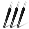 Blackhead Removal Tweezer Acne Blemish Stainless Steel Blemish Extractor Tool Acne Whitehead Pimple Bend Curved Tweezer (Black)