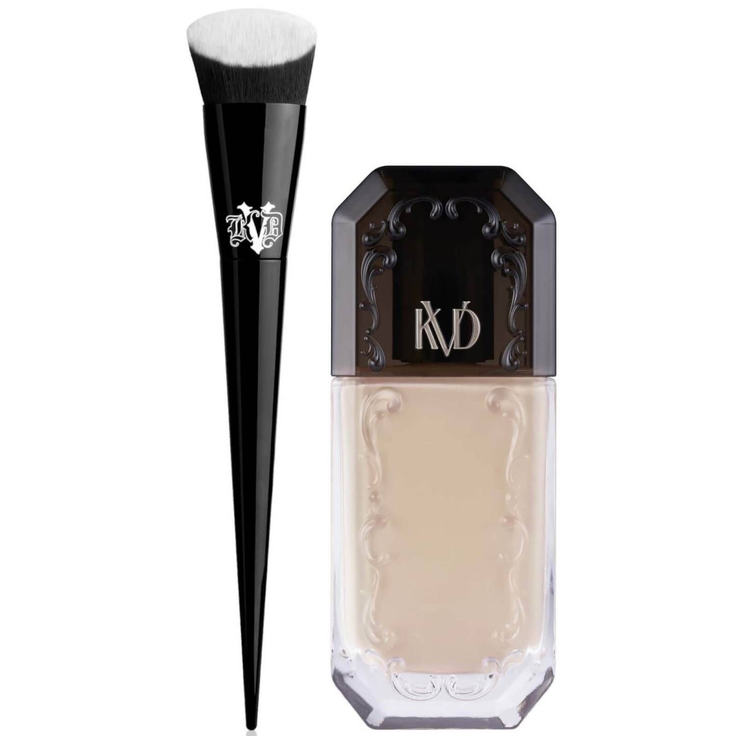 KVD Beauty Lock it Edge Foundation Brush and Beauty Good Apple Full-Coverage Serum Foundation 30ml Bundle