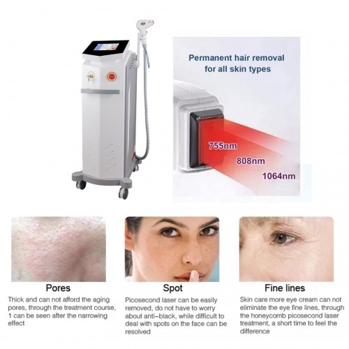 Top Quality 755nm 808nm 1064nm Professional Painless Permanent Alexandrite Laser Device