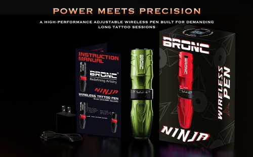 BRONC NINJA 2100 MAh Battery Stroke 2.5-4.3MM Adjustable Swiss Motor 11000rpm Wireless Tattoo Pen Machine