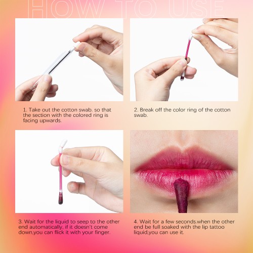 Disposable Lip Tint Swabs, Single-use Cotton Swabs with Liquid Lipstick