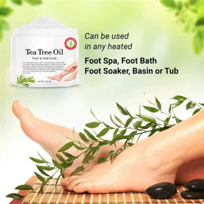 100% Natural Tea Tree Foot &amp; Nail Soak for Dry Cracked Feet with Epsom Salt