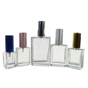 15ml 30ml 50ml 100ml rectangle square empty clear glass perfume bottle with pump sprayer