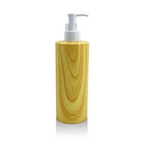 500ml 750ml  Pump Square Bamboo Shampoo Bottle For Shower gel/Body Wash PET Plastic Sample Texture Cosmetic Empty Lotion