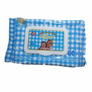 Alcohol Free and Cleaning use Baby Wet Tissue Paper Non-woven 80pcs Per Bag Pear Type Plain Type 15*20cm